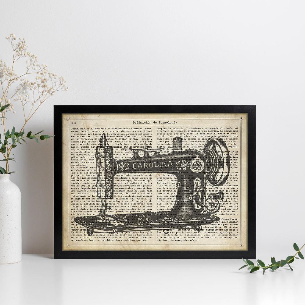 nacnic Lámina Vintage de Maquina de Coser Carolina