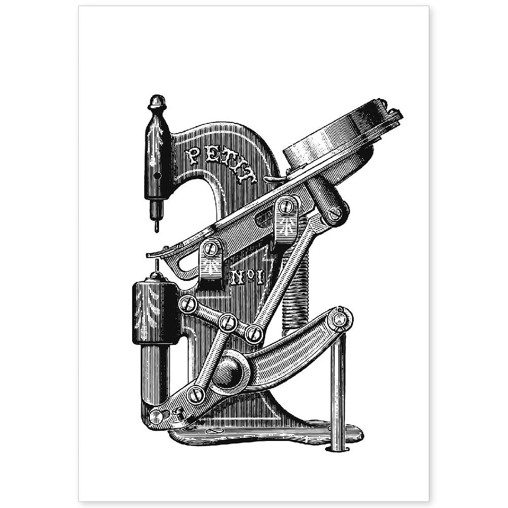 nacnic Lámina Vintage de Maquina de Coser