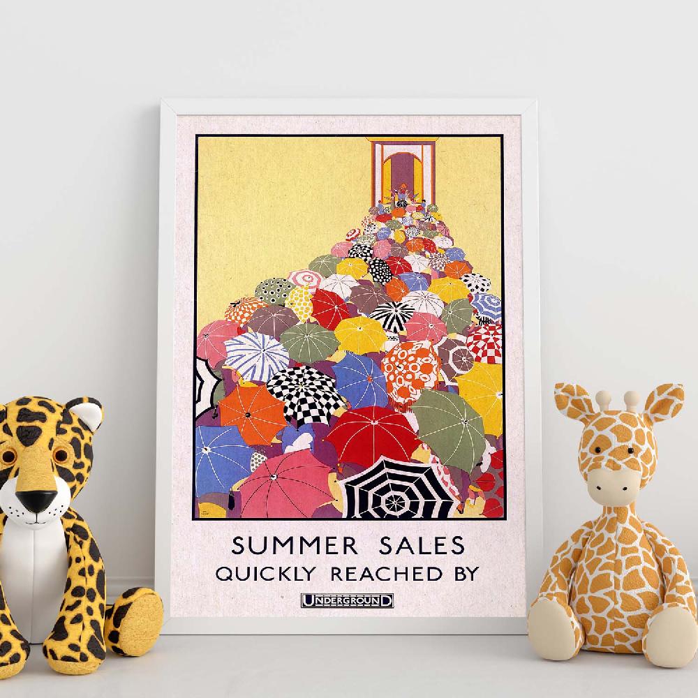 Nacnic Lámina Vintage De Paraguas En Londres