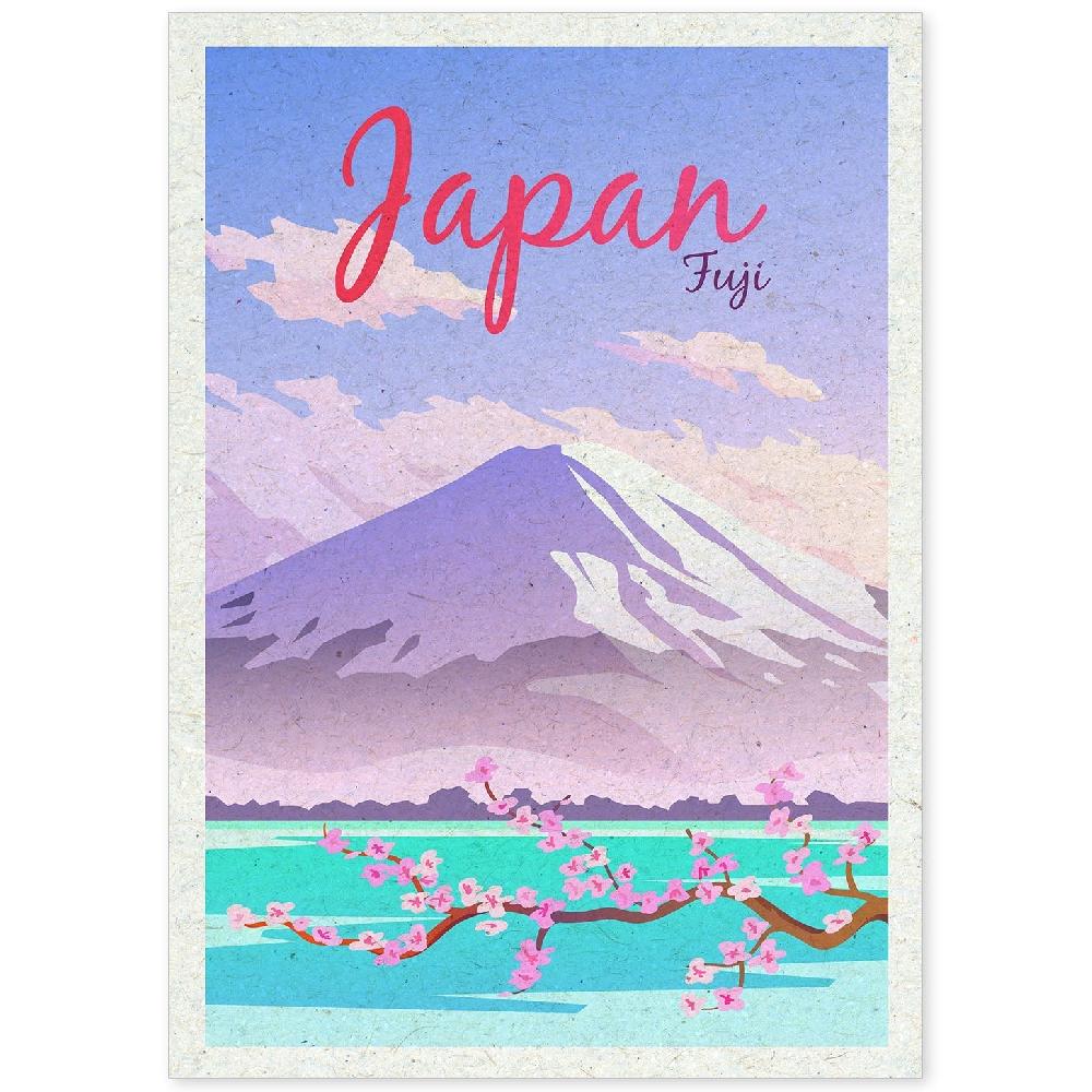 nacnic Lámina Vintage del Monte Fuji en Colores