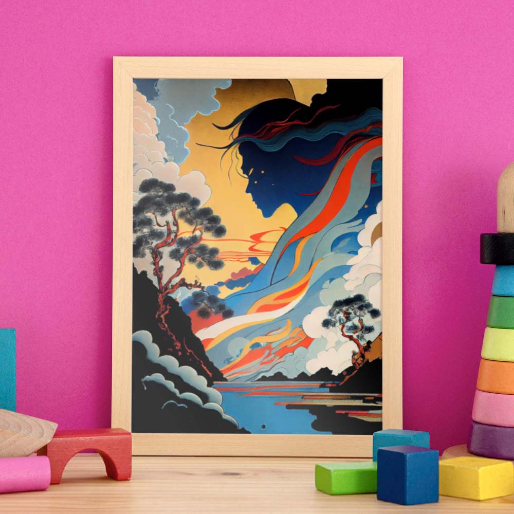 Nacnic Nacnic Laminas Abstractas Surreal Ukiyo 27 Para Diseño De Dormitorio O Sala De Estar