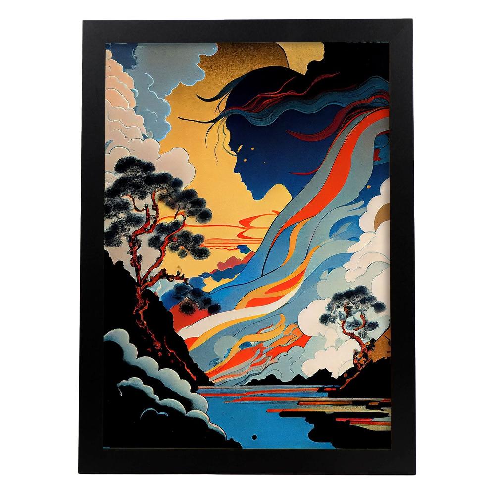 nacnic Nacnic Laminas Abstractas Surreal Ukiyo 27 para Diseño de Dormitorio o Sala de Estar