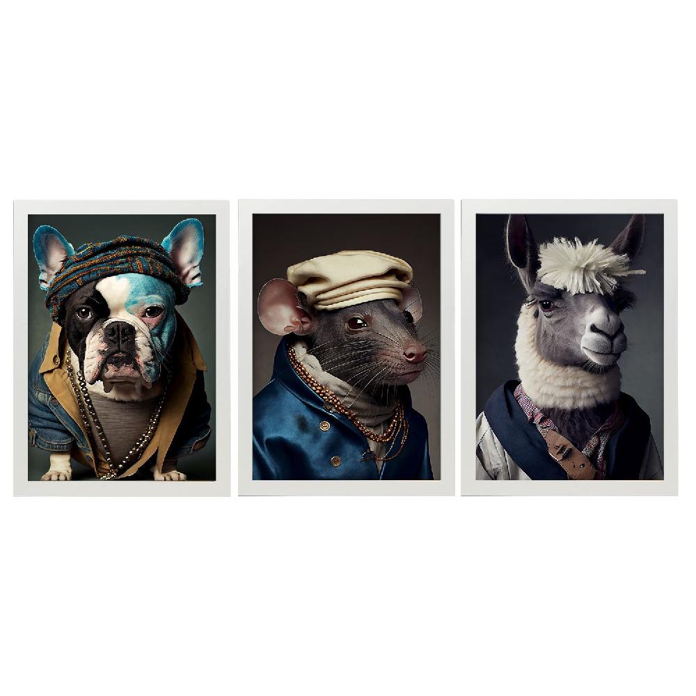 Nacnic Nacnic Láminas De Animales Humanos: Bulldog Llama Conejo