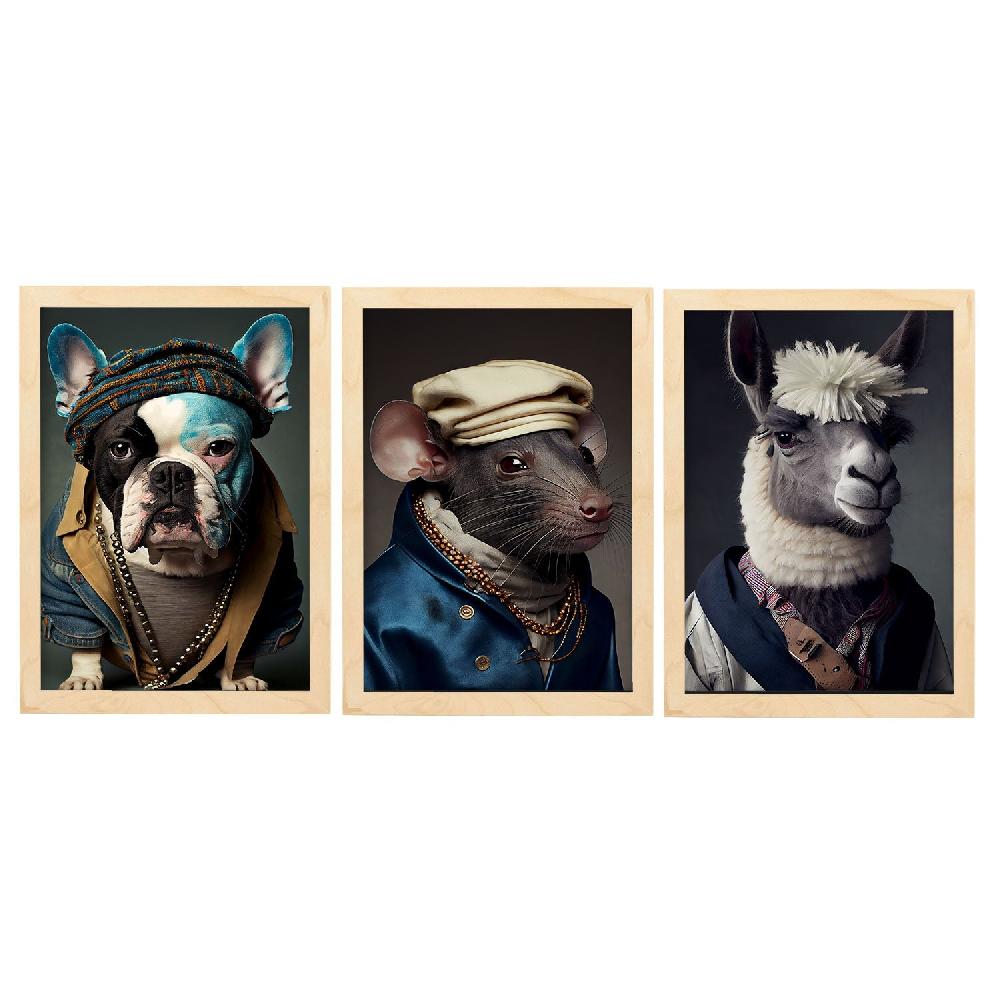 Nacnic Nacnic Láminas De Animales Humanos: Bulldog Llama Conejo