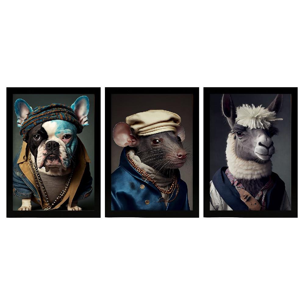 nacnic Nacnic Láminas de Animales Humanos: Bulldog Llama Conejo