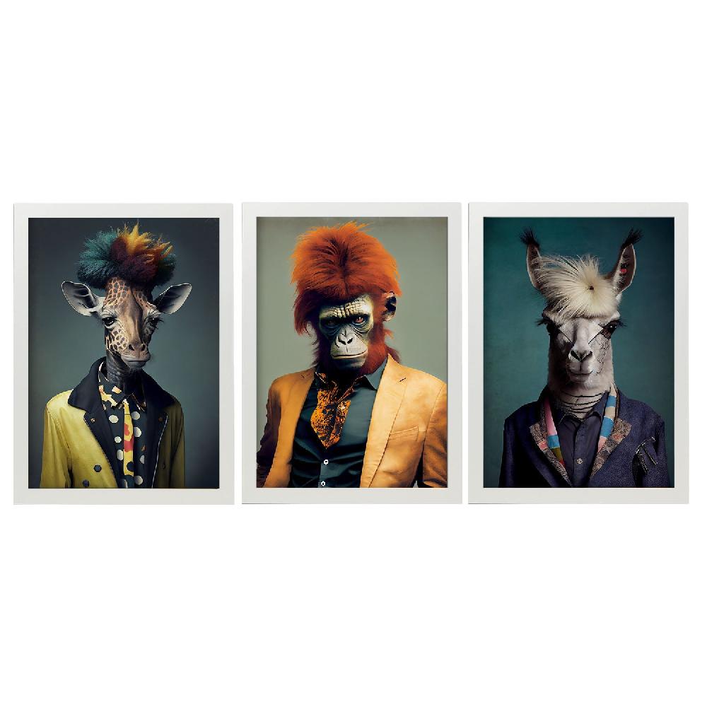 Nacnic Nacnic Laminas De Animales Humanos: Girafe Llama Orangután Para Diseño De Dormitorio O Sala De Estar