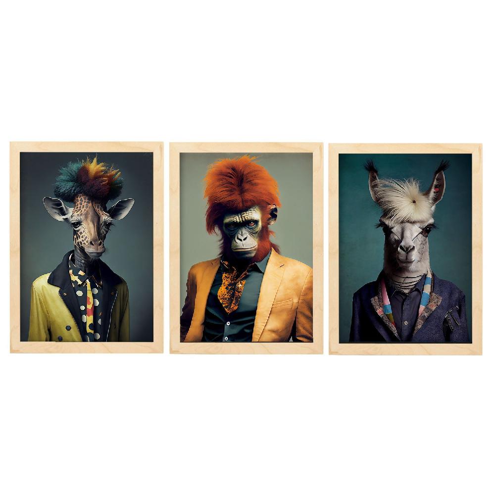 Nacnic Nacnic Laminas De Animales Humanos: Girafe Llama Orangután Para Diseño De Dormitorio O Sala De Estar