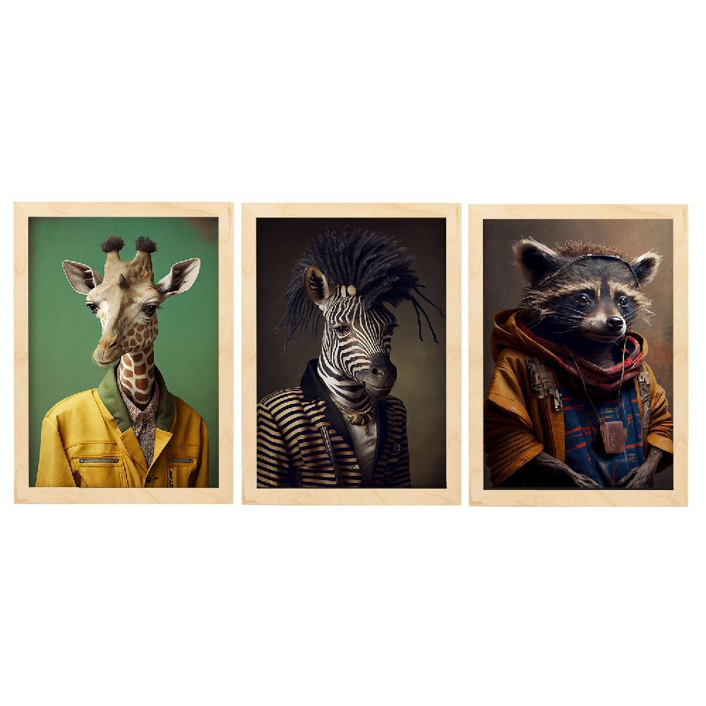 Nacnic Nacnic Láminas De Animales Humanos: Jirafa Mapache Zebra