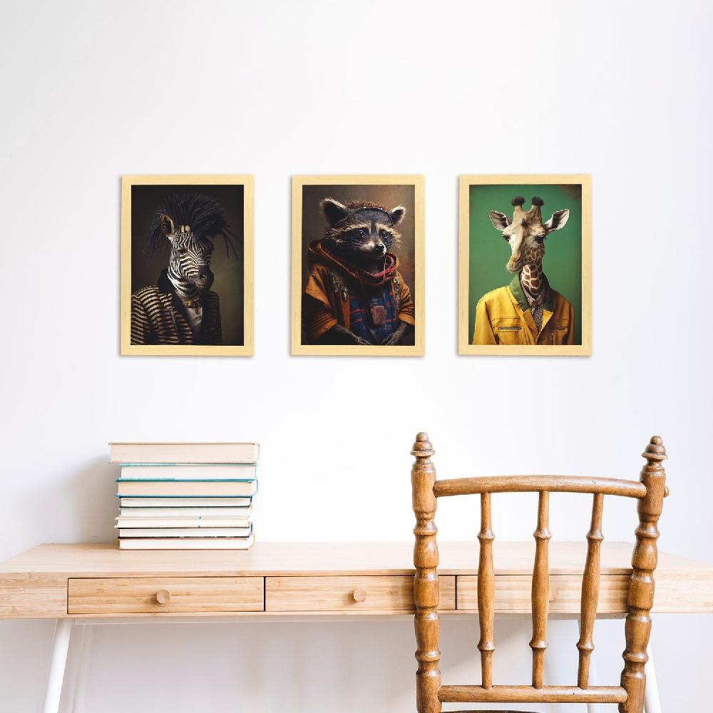 Nacnic Nacnic Láminas De Animales Humanos: Jirafa Mapache Zebra