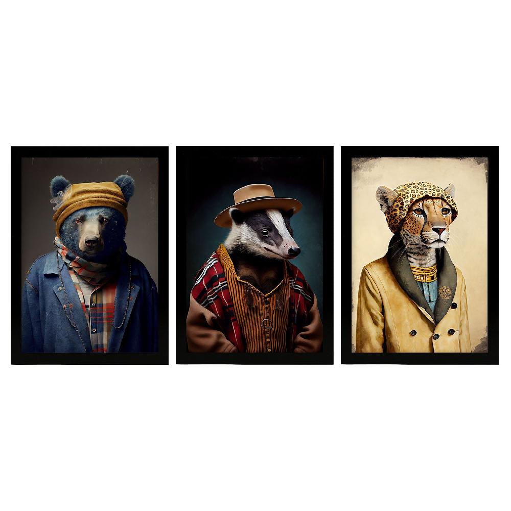 nacnic Nacnic Láminas de Animales Humanos: Tejón Oso Guepardo