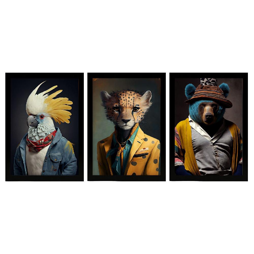 nacnic Nacnic Láminas de Arte de Pared de Animales Humanos: Oso Guepardo Cacatúa