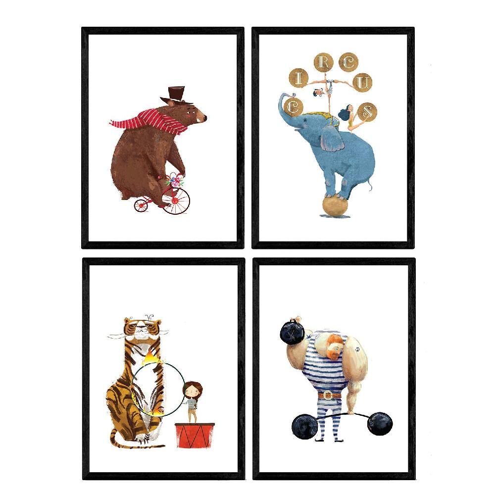 nacnic Laminas de Circo con Oso Elefante y Leon