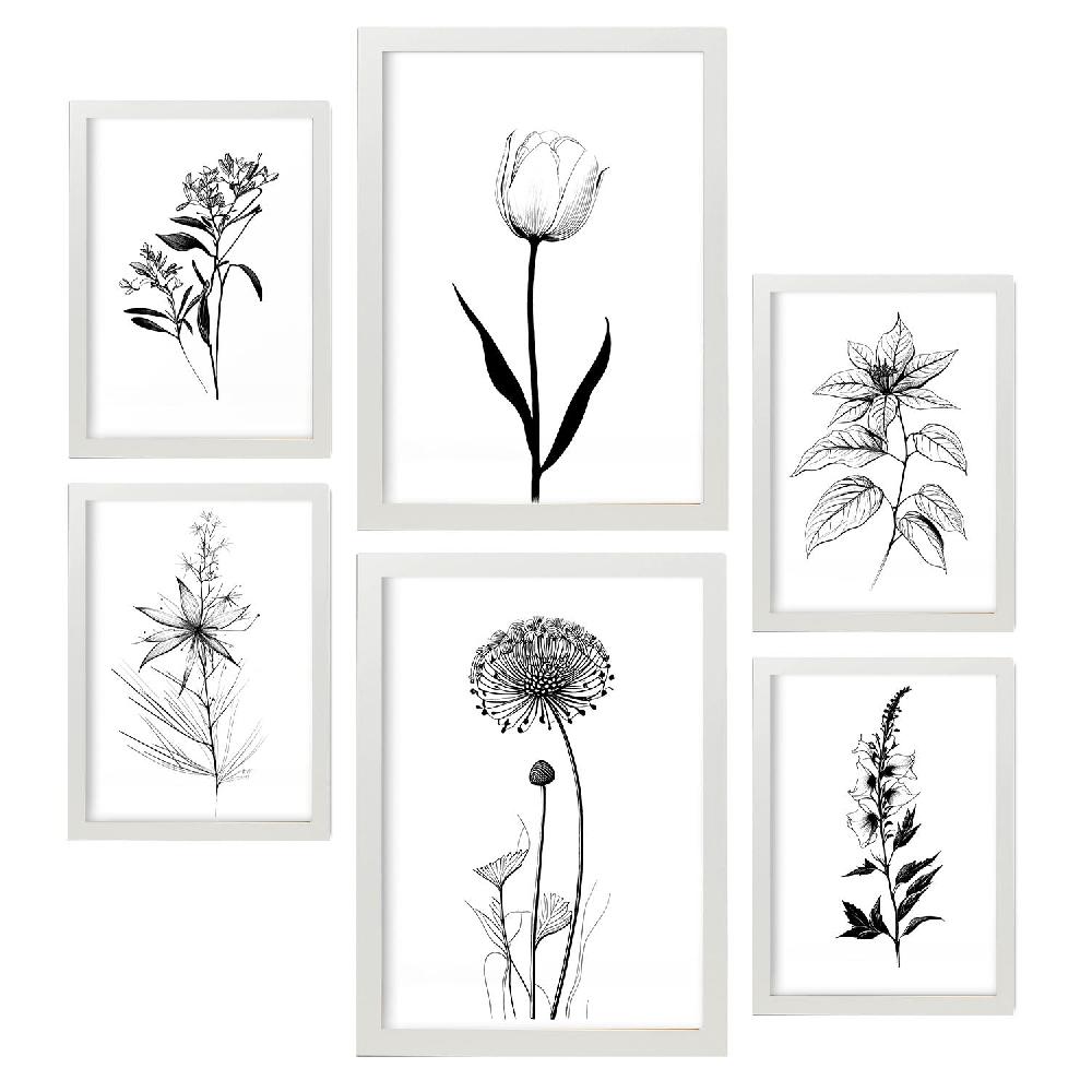 Nacnic Nacnic Láminas De Flores Estéticas Lineales Set_2