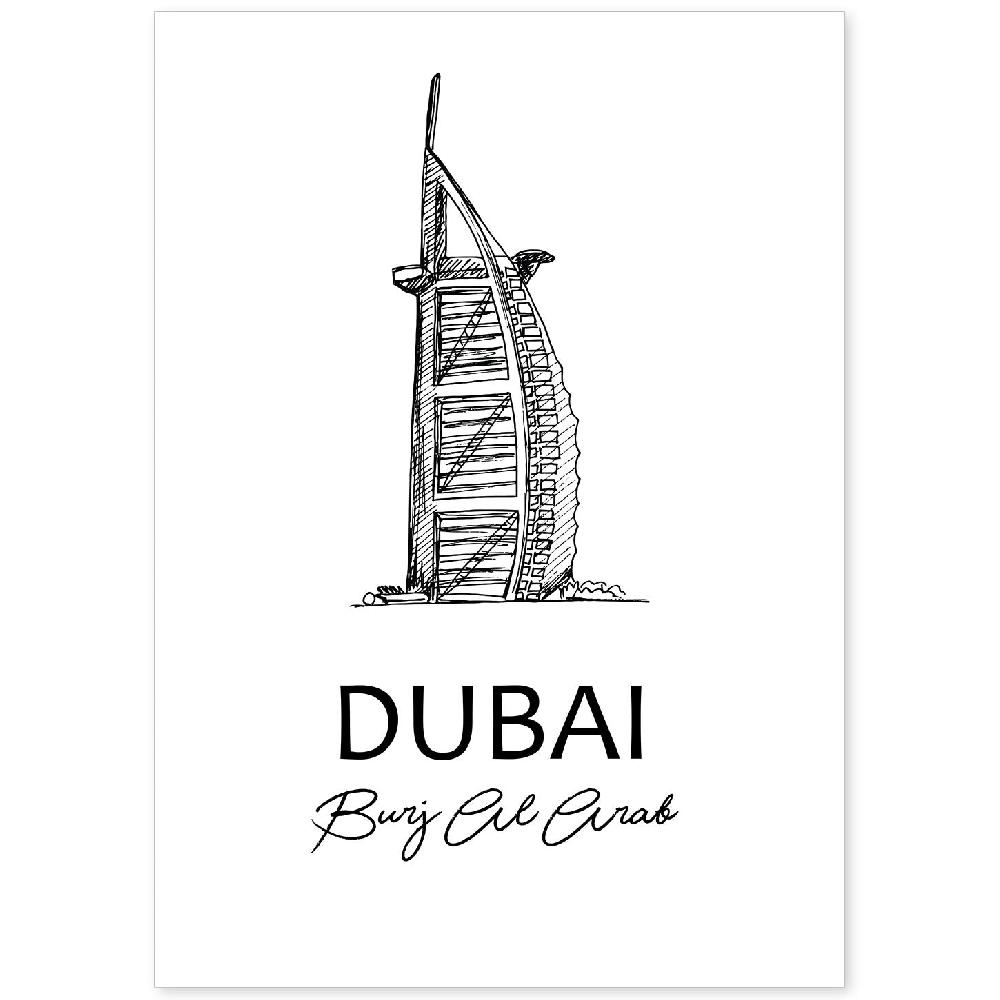 nacnic Láminas de monumentos de Dubai - Burj Al Arab