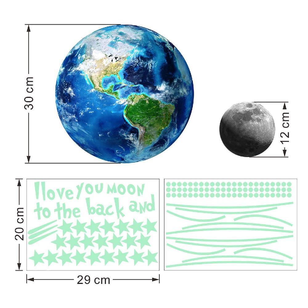 Nacnic Láminas Fluorescentes De Tierra Y Luna