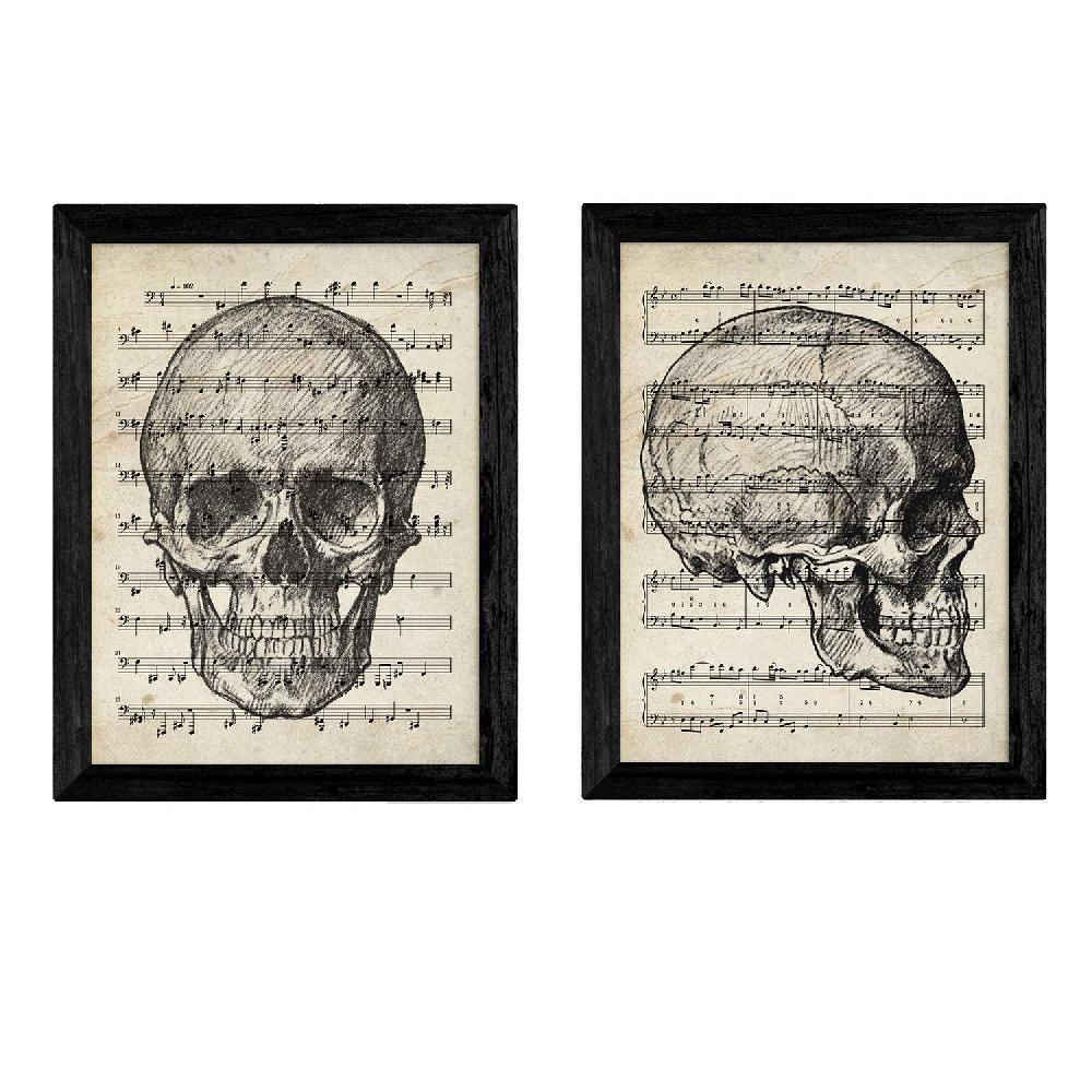 nacnic Láminas Vintage de Calaveras con Partitura