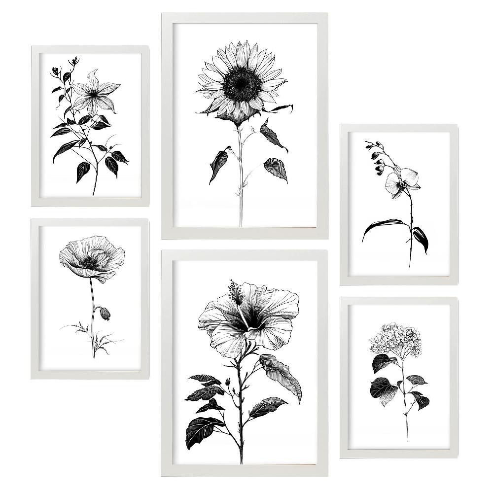 Nacnic Nacnic Línea Flores Set_3 Láminas Para Dormitorio