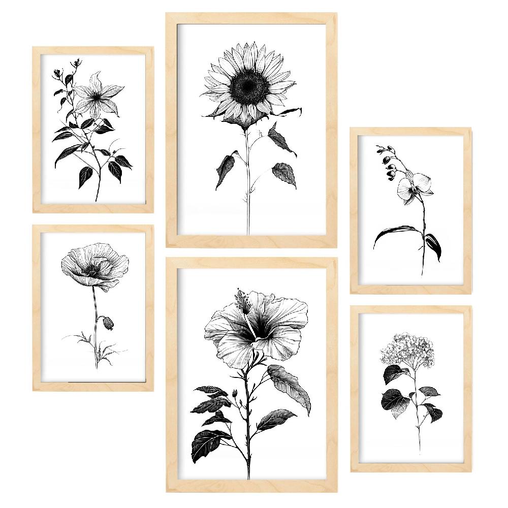 Nacnic Nacnic Línea Flores Set_3 Láminas Para Dormitorio