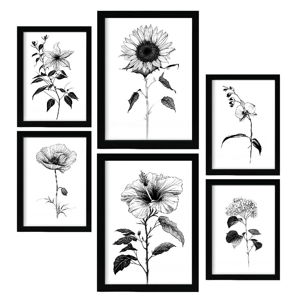 nacnic Nacnic Línea Flores Set_3 Láminas para Dormitorio