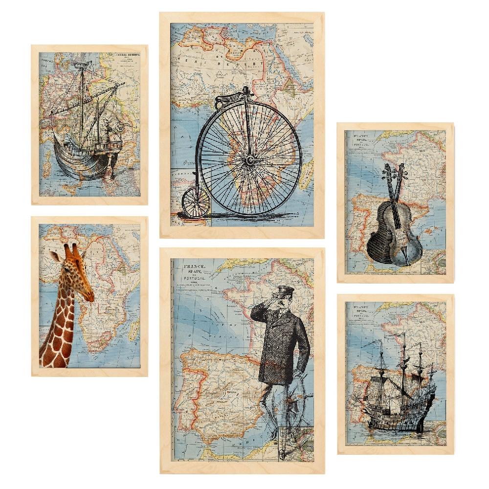 Nacnic Nacnic Laminas De Mapas Vintage Aestético