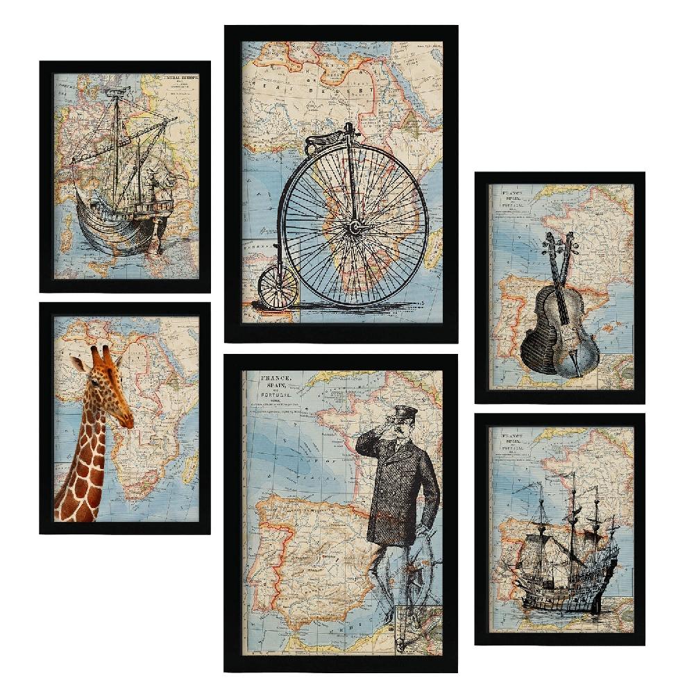 nacnic Nacnic Laminas de Mapas Vintage Aestético