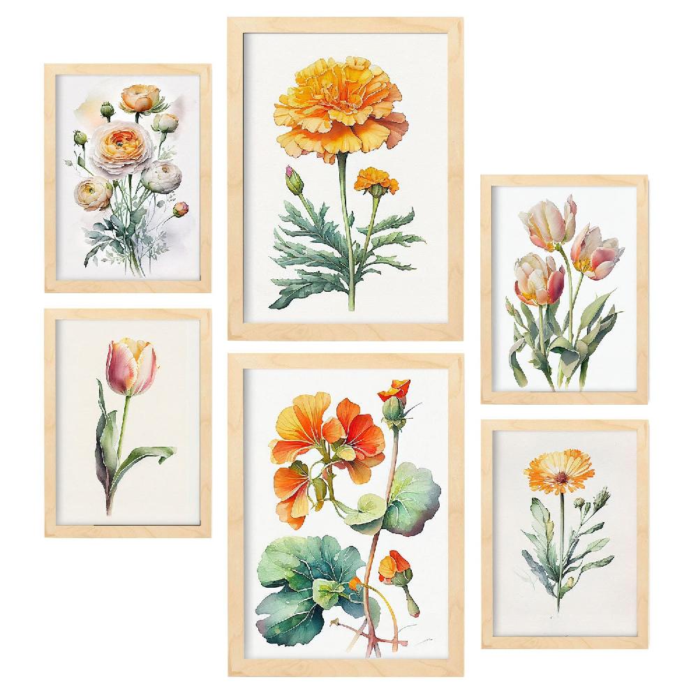 Nacnic Nacnic Laminas Flores Naranjas Aestéticas