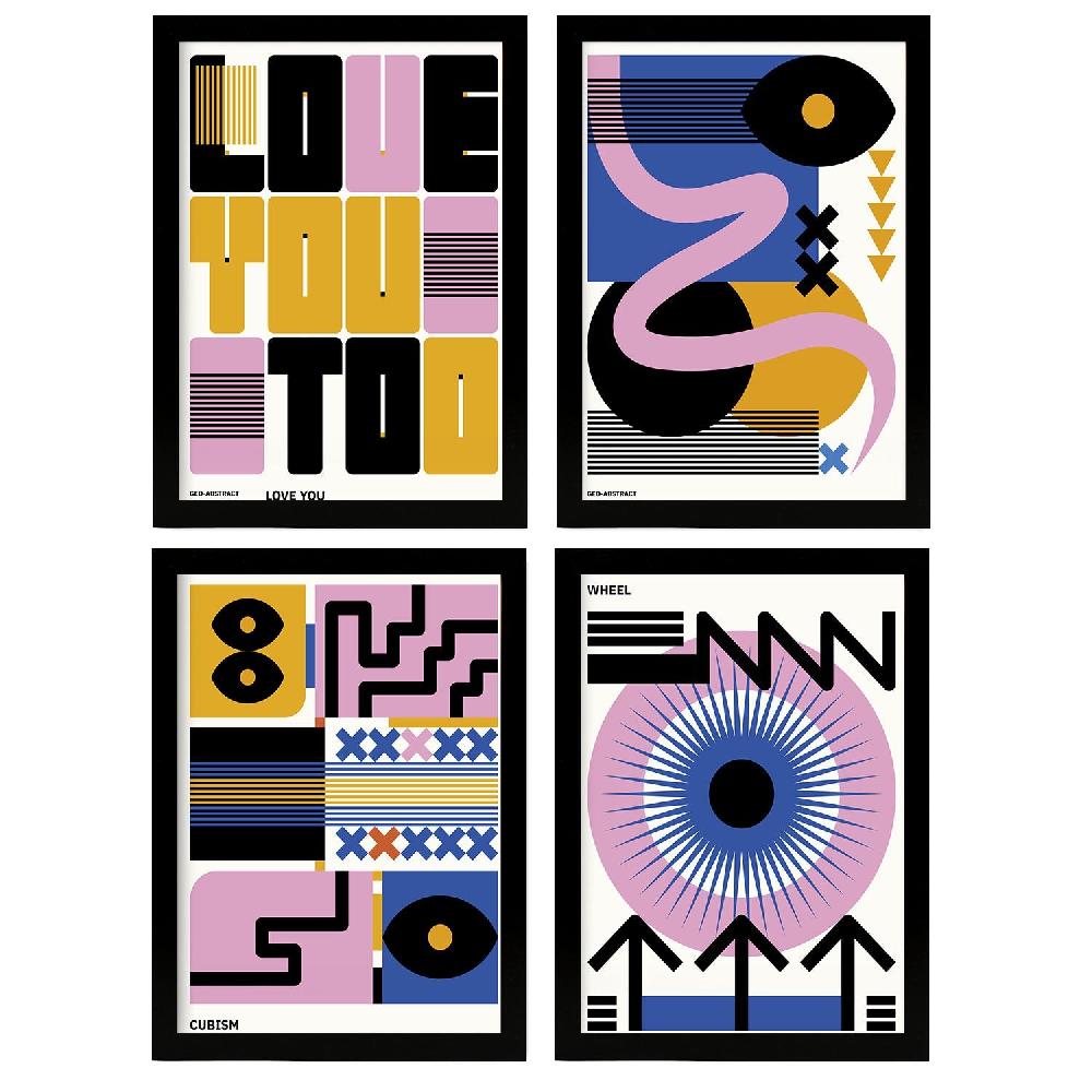 nacnic Nacnic Set of 4 Abstract Cubism Love