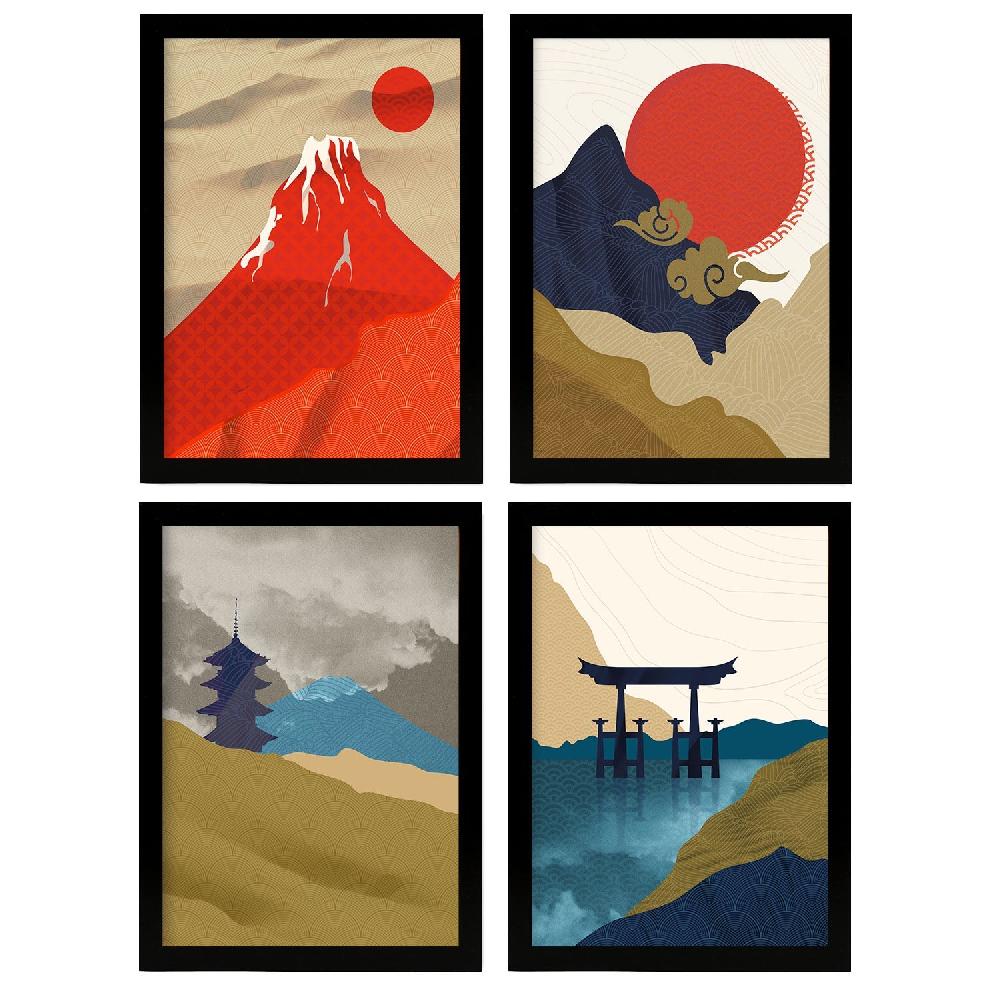 nacnic Nacnic Set of 4 Japanese Shrines