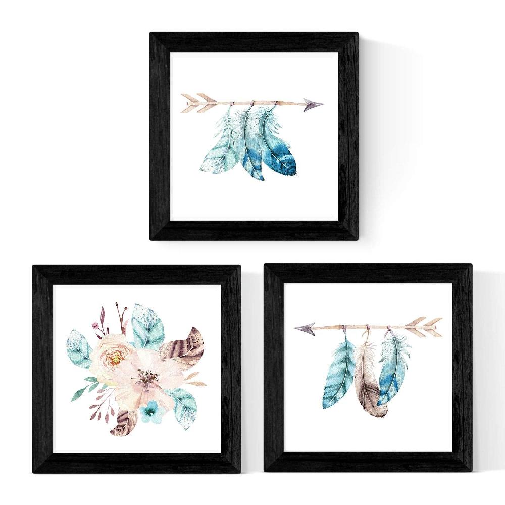 nacnic Pack de 3 láminas Ilustradas de Plumas