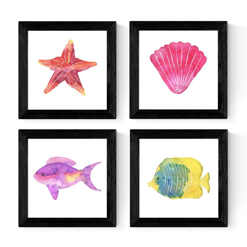 nacnic Pack de 4 láminas de Animales Marinos