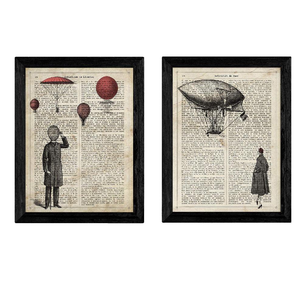 nacnic Pack de Dos Láminas Vintage Pareja en Globo