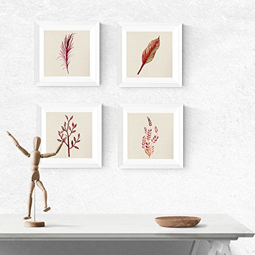 nacnic Pack de Láminas Hojas Rojas de Alta Calidad