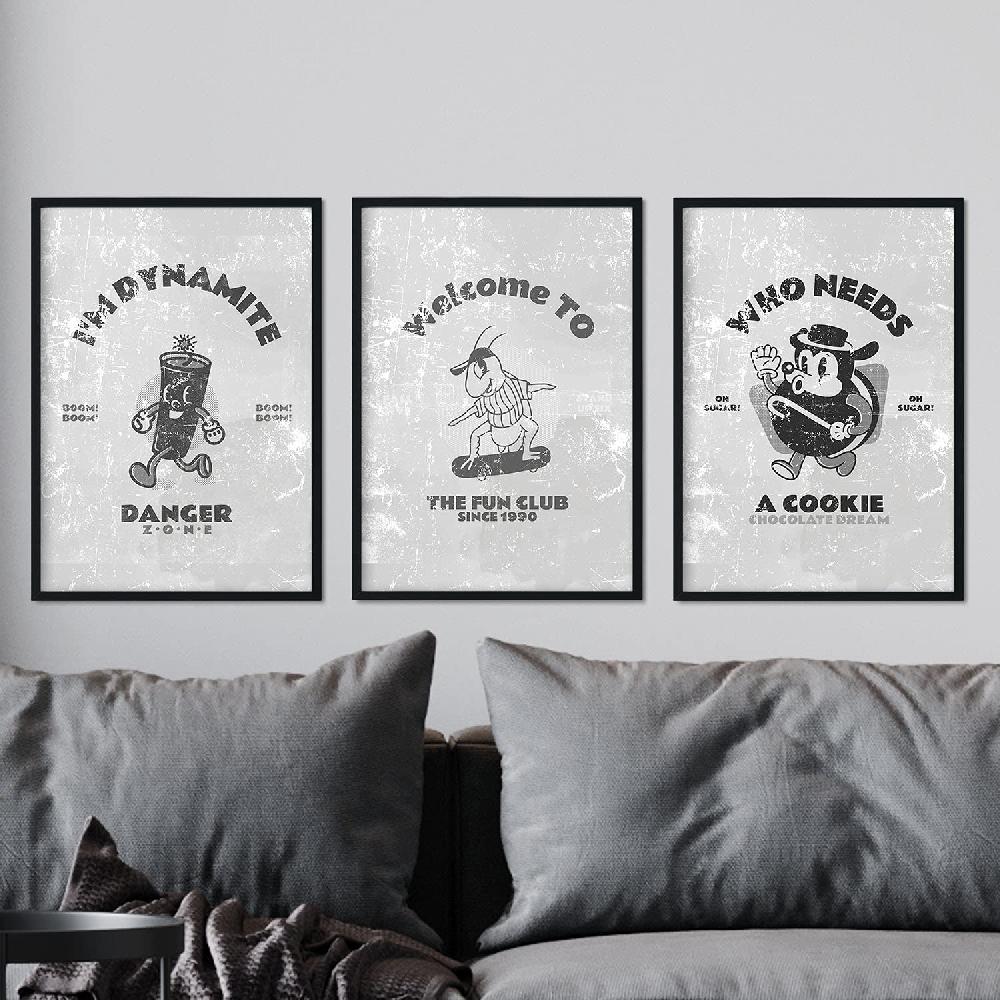 Nacnic Pack De Láminas Ilustraciones Retro Grises
