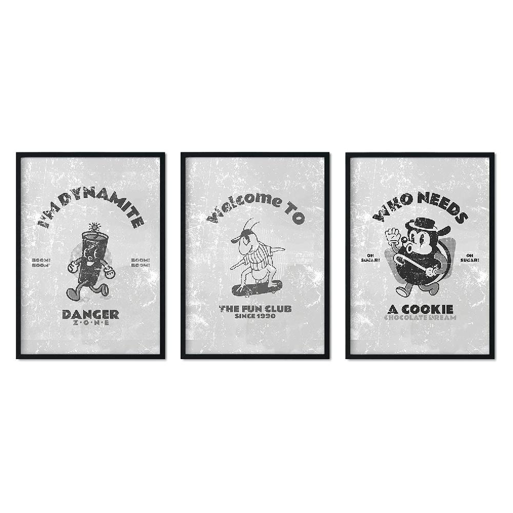 nacnic Pack de Láminas Ilustraciones Retro Grises