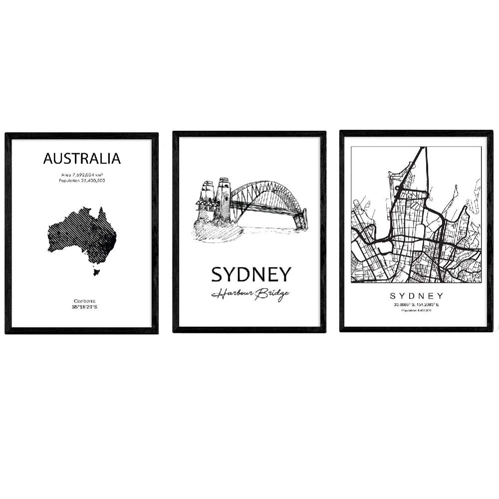 nacnic Pack de láminas Sidney y Australia