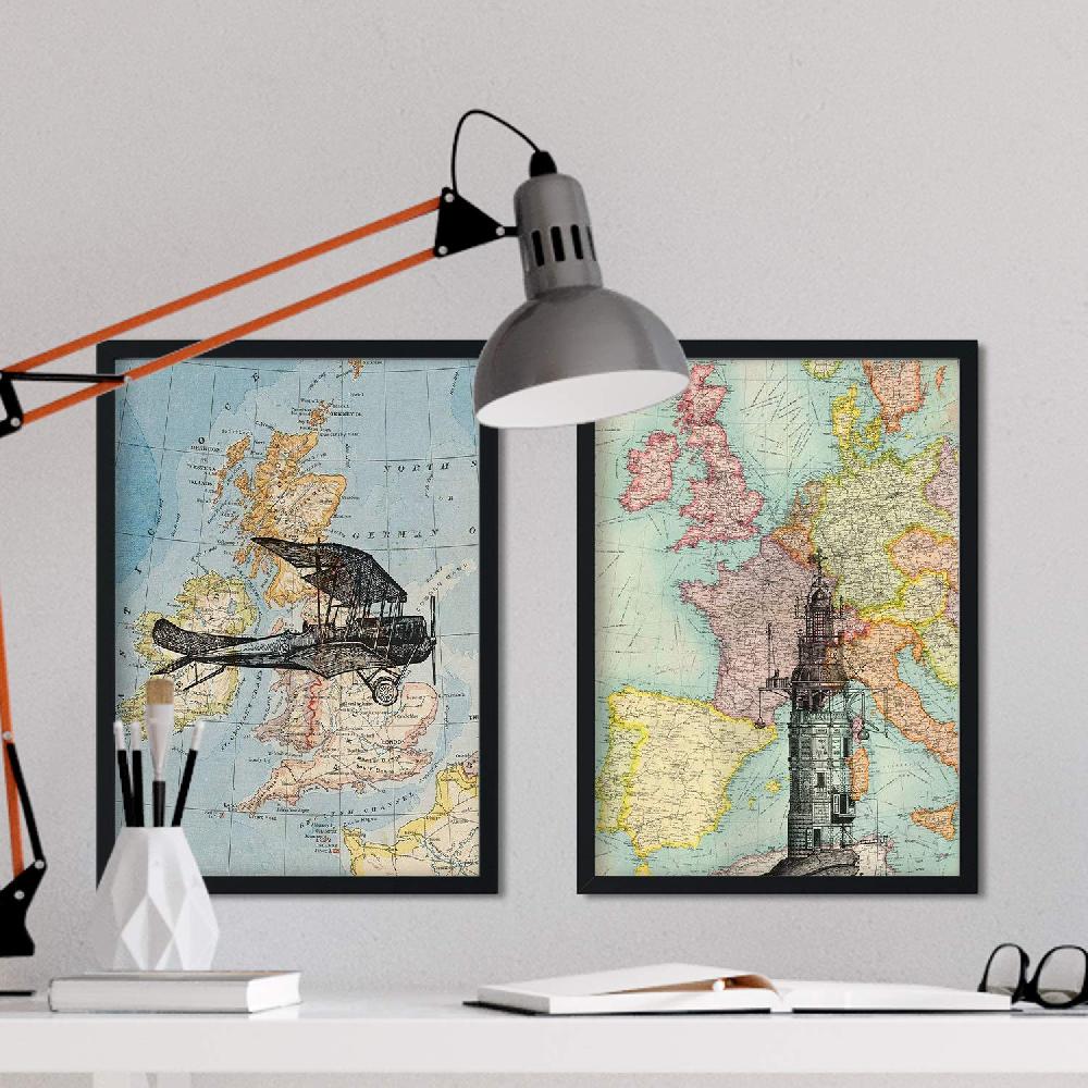 Nacnic Pack De Láminas Vintage De Mapas Antiguos