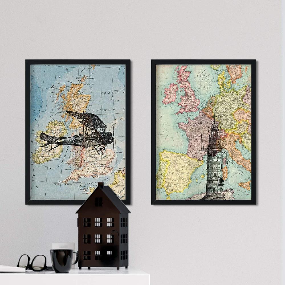 nacnic Pack de Láminas Vintage de Mapas Antiguos