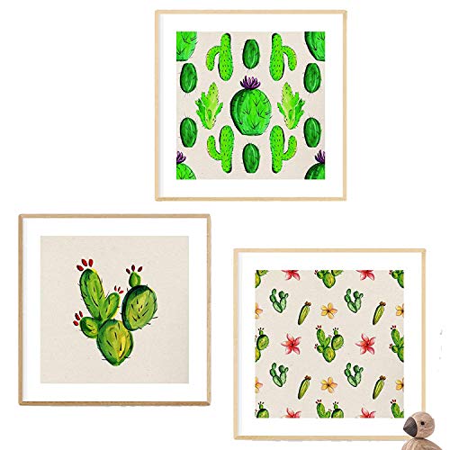 nacnic Pack de tres láminas de cactus estampadas