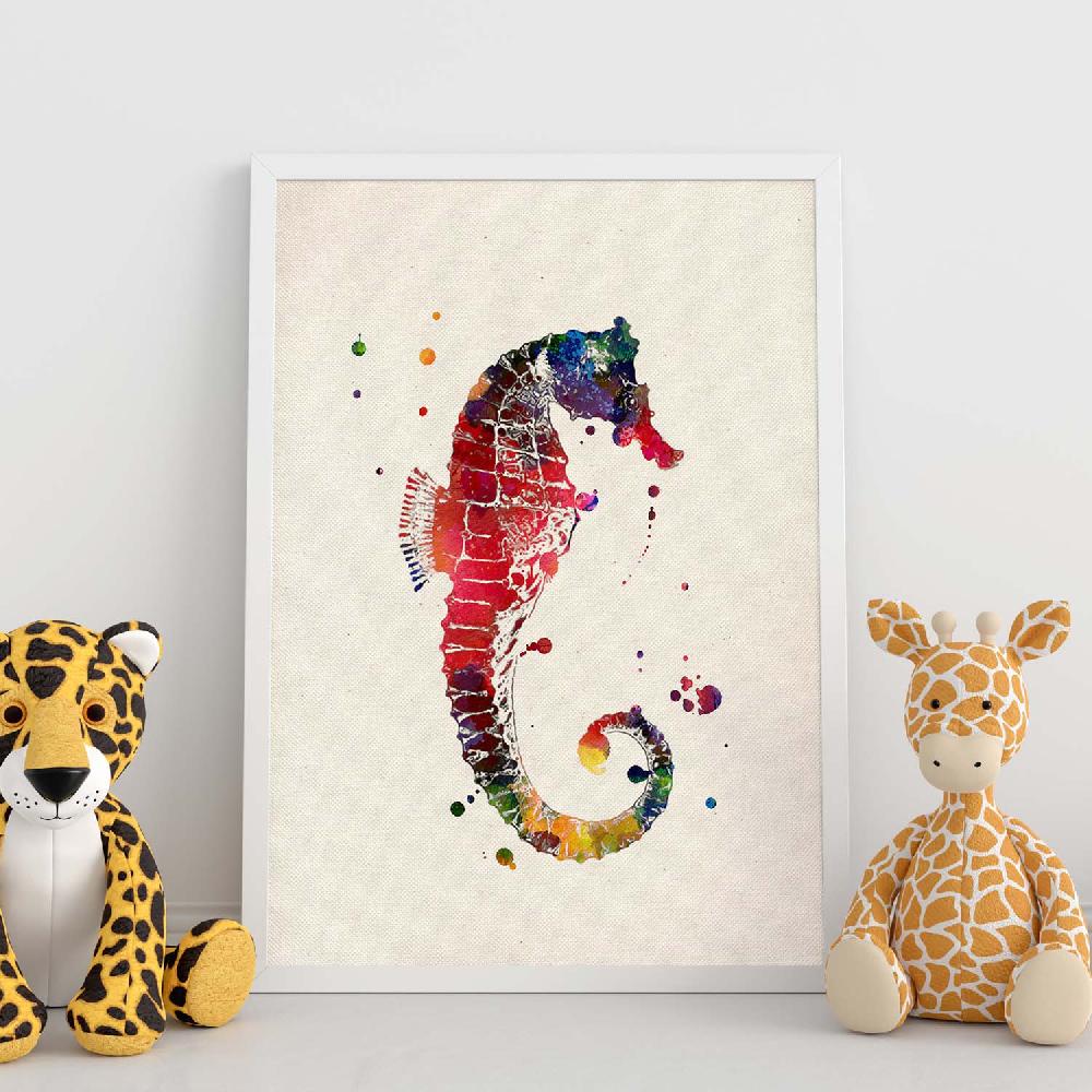 Nacnic Poster Acuarela De Caballito De Mar