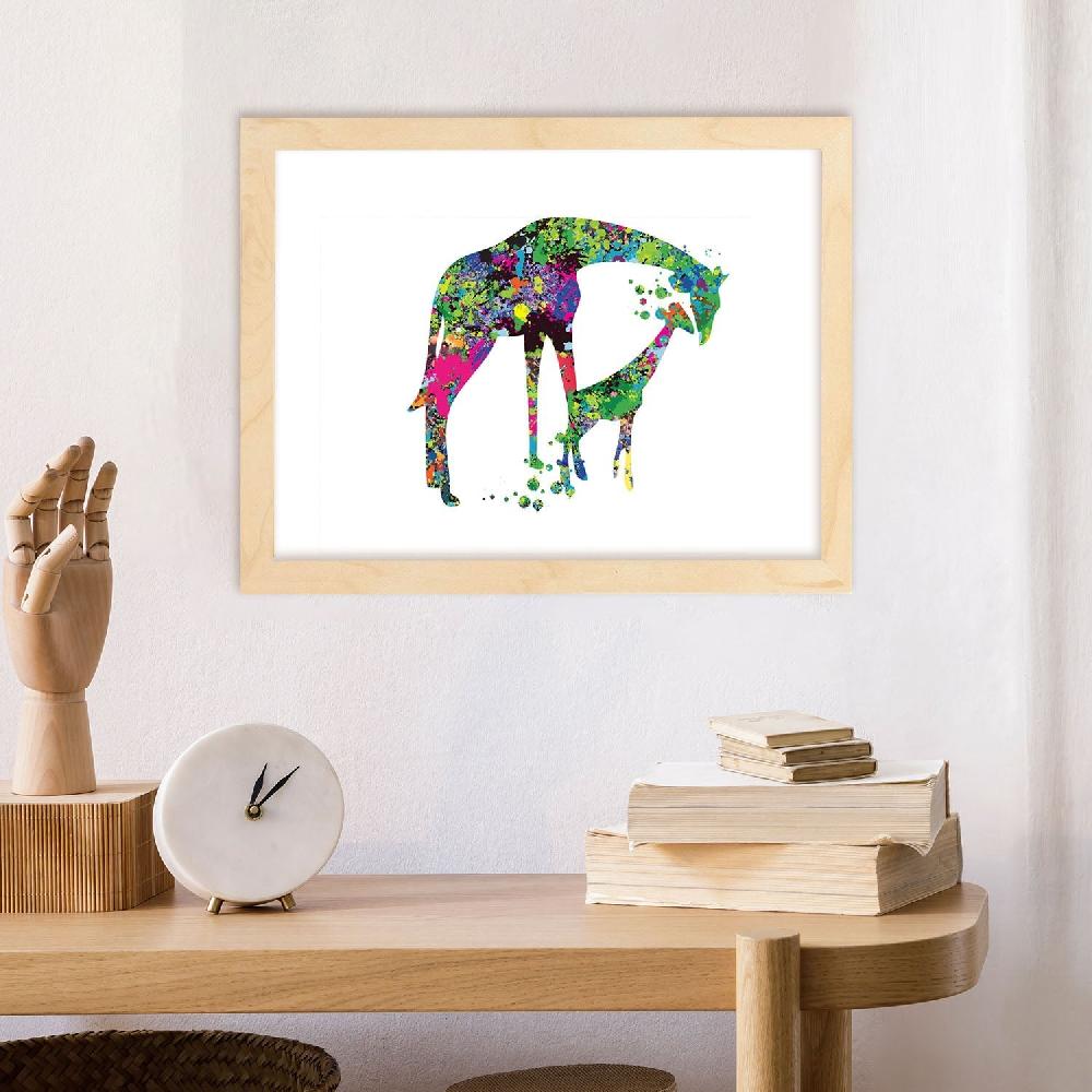 nacnic Poster Acuarela de Jirafas en Familia