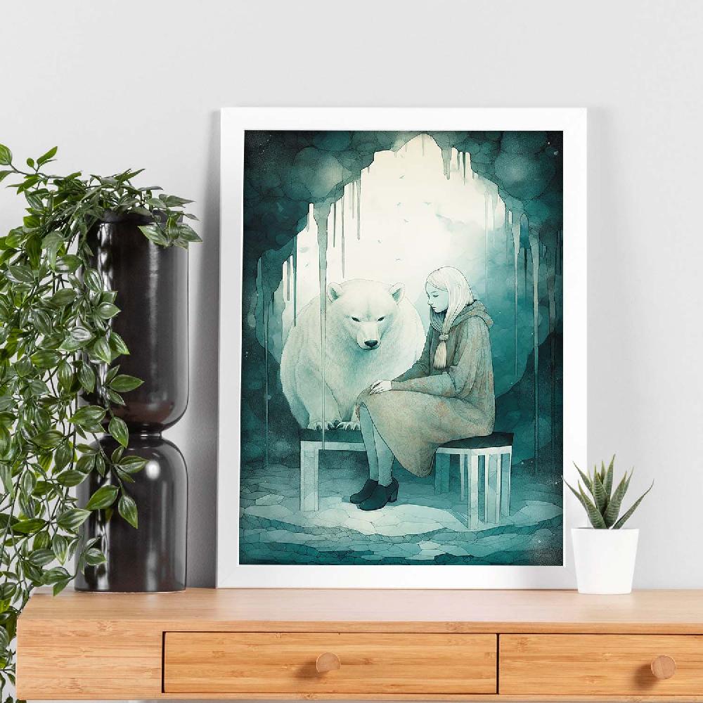 Nacnic Poster "Chica Y Oso Polar En La Nieve"