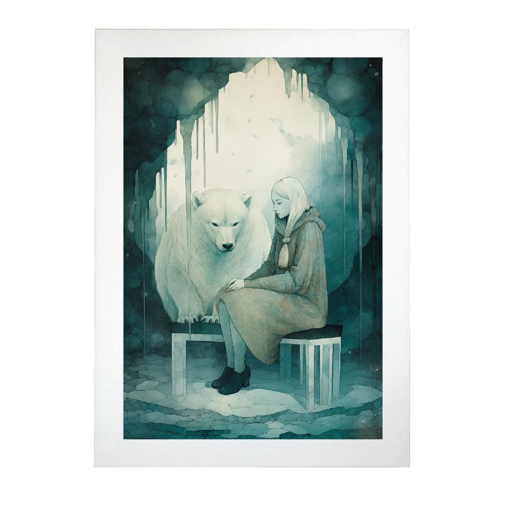 Nacnic Poster "Chica Y Oso Polar En La Nieve"