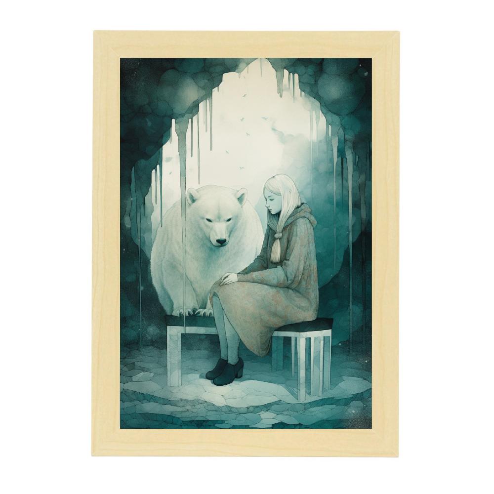 Nacnic Poster "Chica Y Oso Polar En La Nieve"