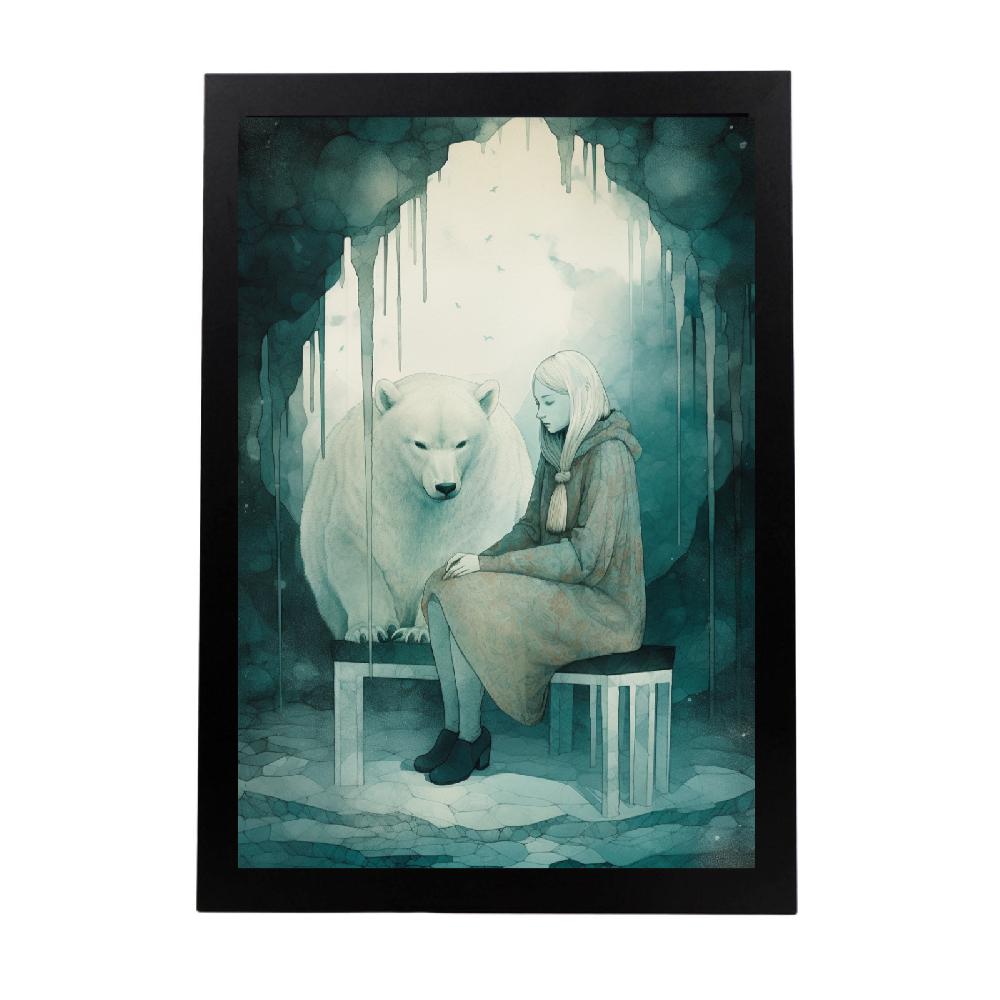 nacnic Poster "Chica y oso polar en la nieve"