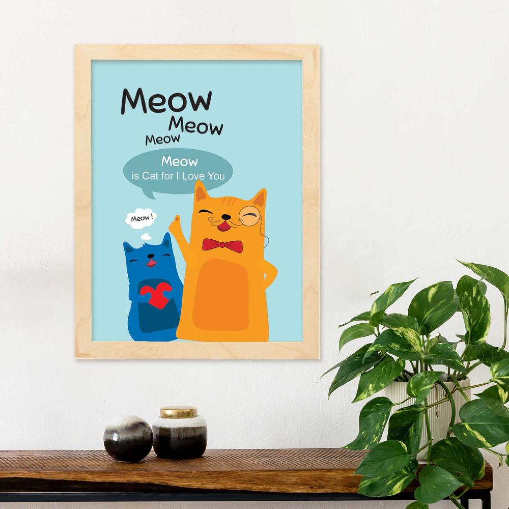 Nacnic Poster Con Mensaje Feliz. Lámina Meow