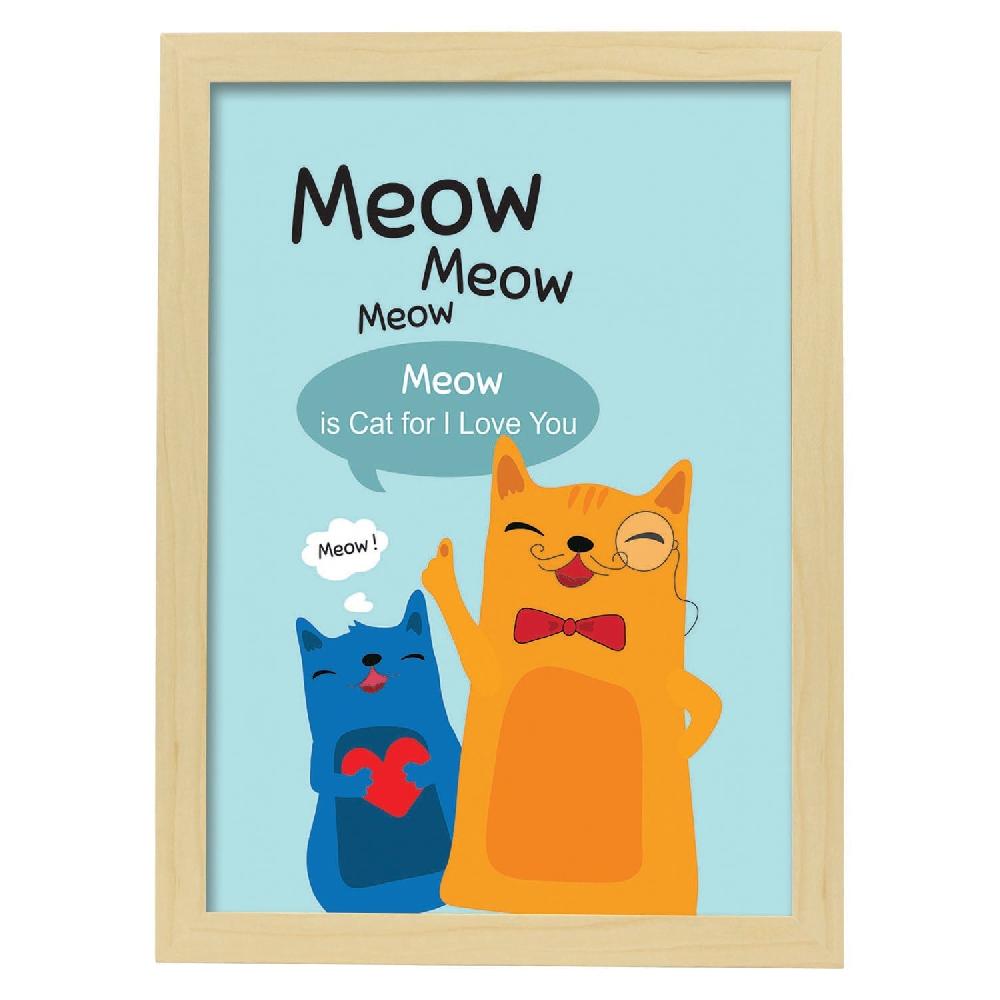 Nacnic Poster Con Mensaje Feliz. Lámina Meow