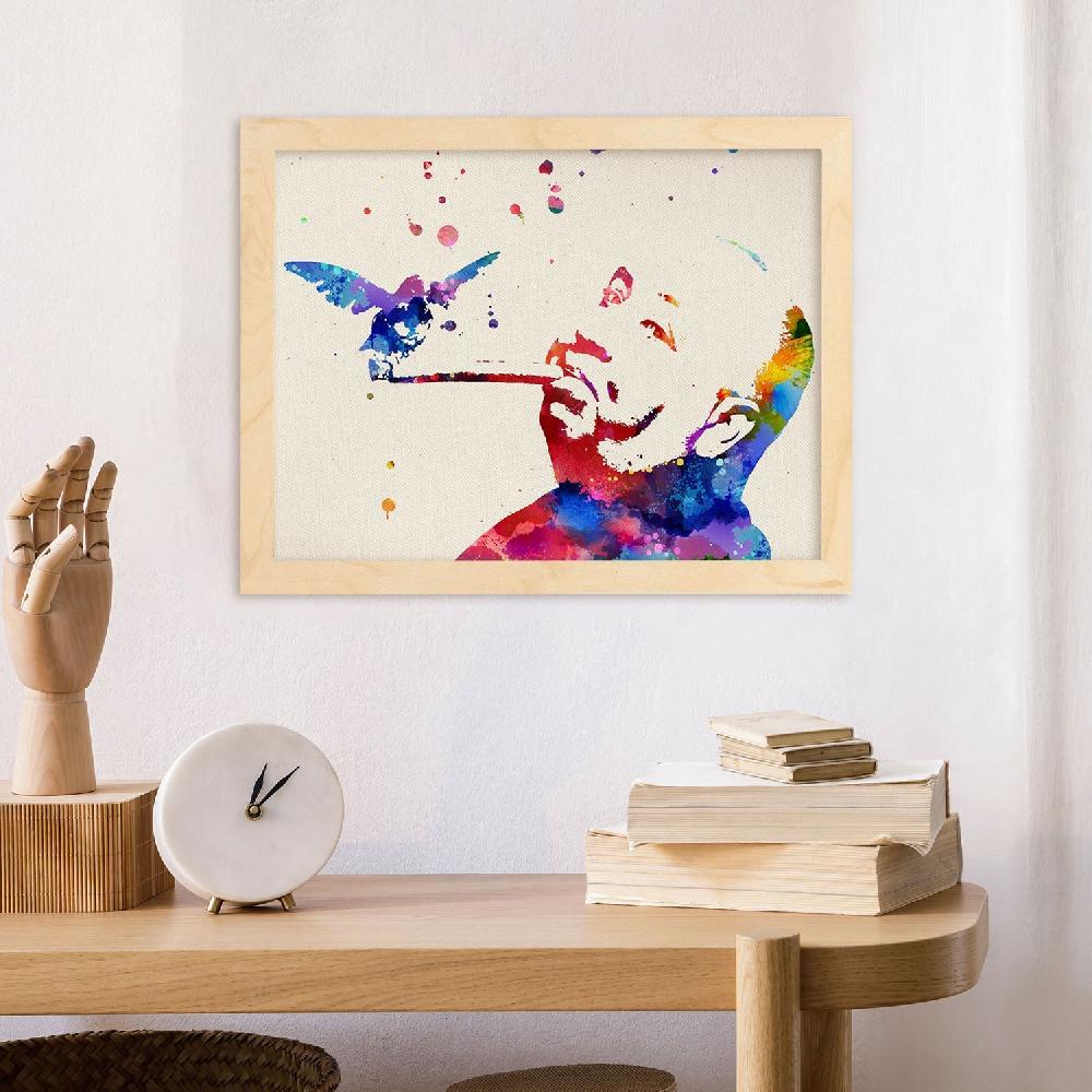 nacnic Póster de Alfred Hitchcock en Acuarela