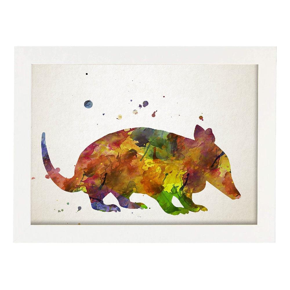 Nacnic Poster De Armadillo Estilo Acuarela