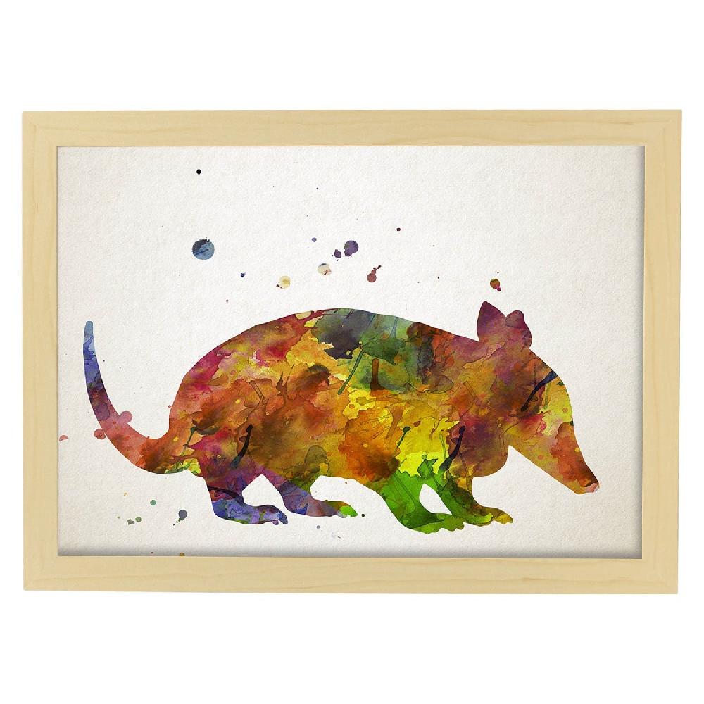 Nacnic Poster De Armadillo Estilo Acuarela