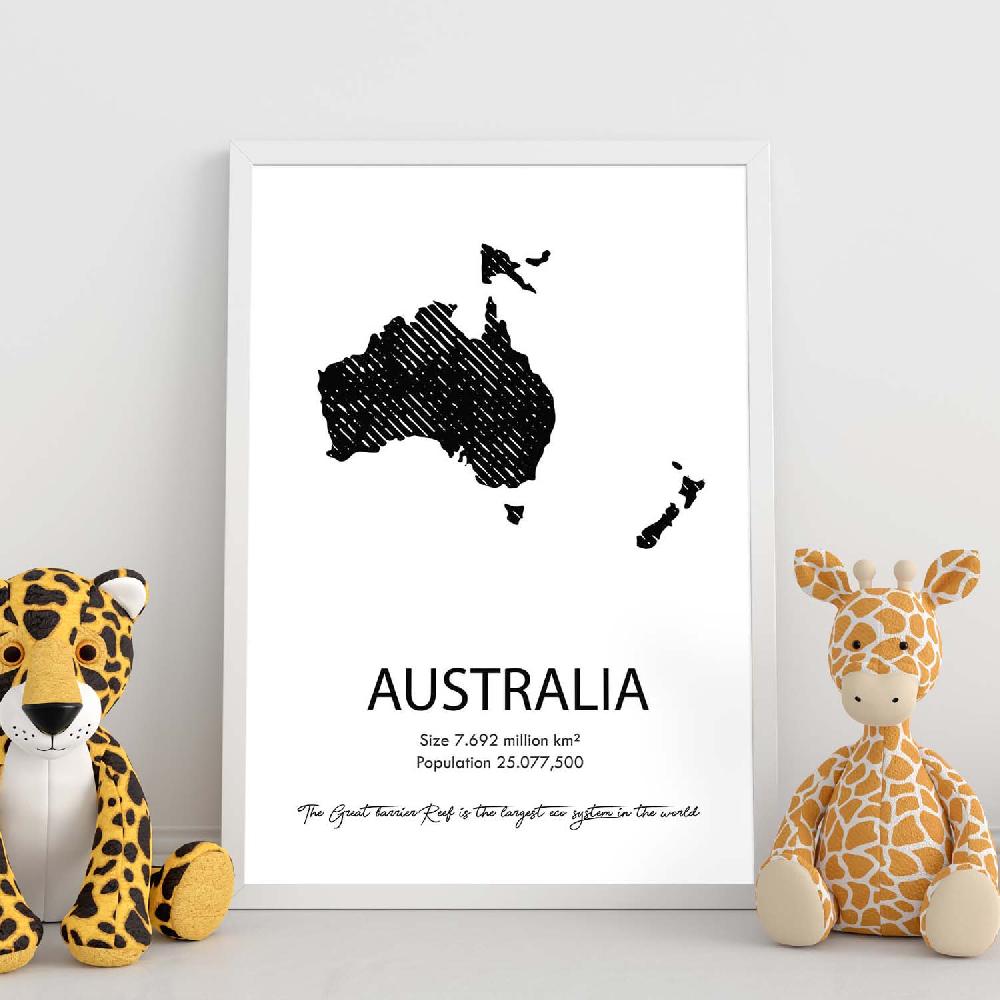 Nacnic Póster De Australia Y Continentes Del Mundo